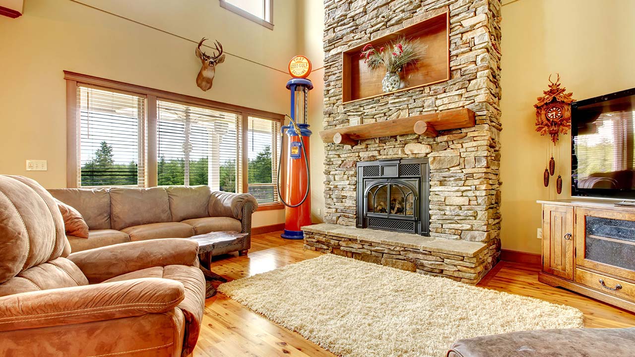 Interior of a rustic family room