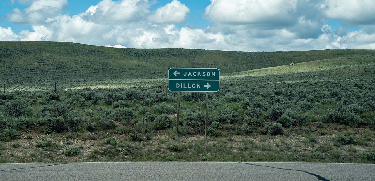 Road sign for Jackson and Dillon, MT