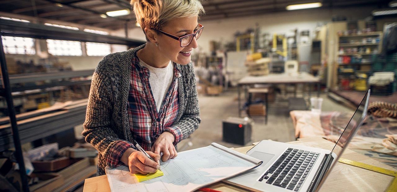 Woman working at her laptop